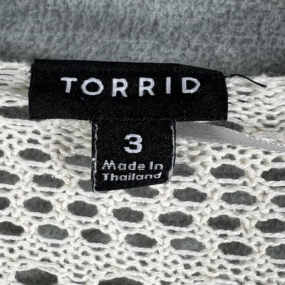 Torrid Womens 3X Crochet Knit Bone Cardigan Tie Front 100% Cotton Cottagecore - Picture 12 of 15